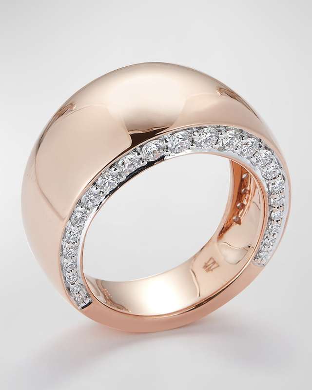 Lytton Rose Gold Wide High Polish Band with White Rhodium and Diamonds